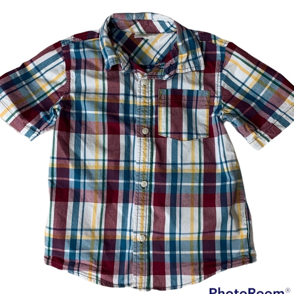 Kids boys 5T plaid short sleeve button down